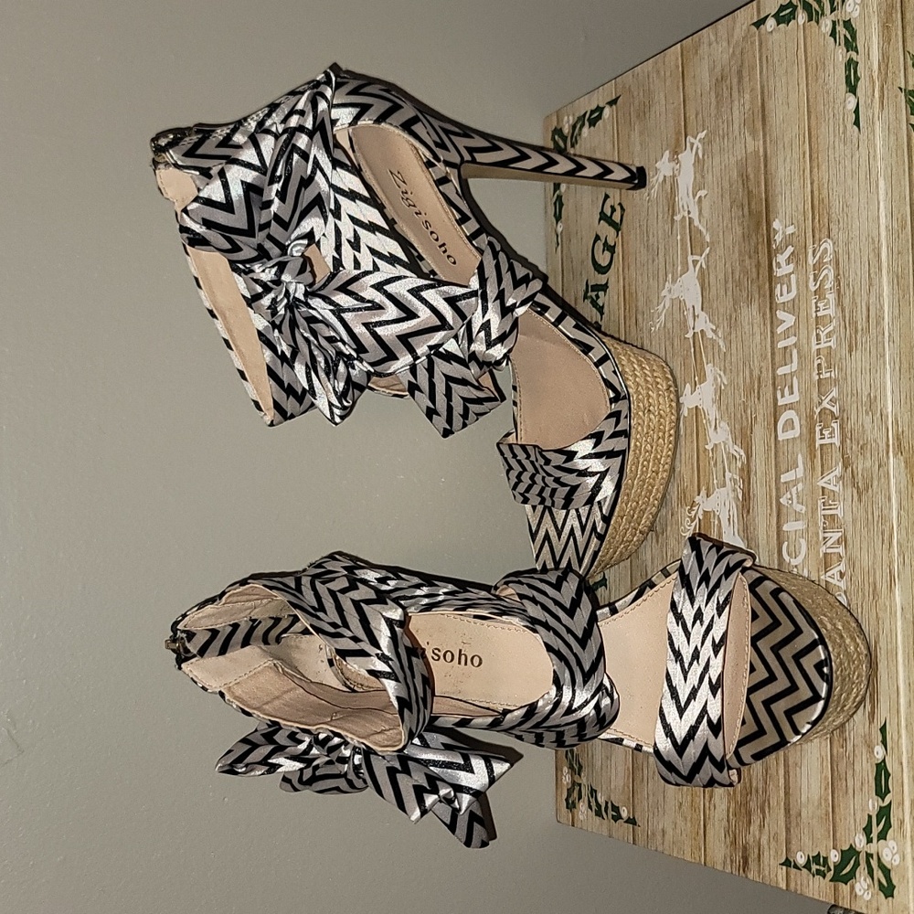 Black and white high heels